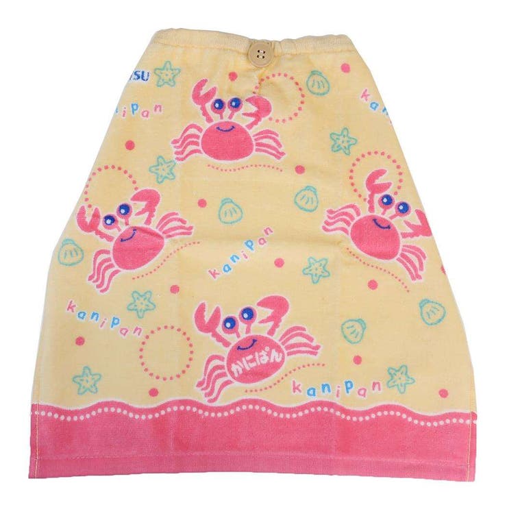 cinemacollection かにぱん ゴム＆ボタン付きキッズおてふきタオル おりこうタオル 入園入学準備雑貨 キャラクター グッズ ベビー