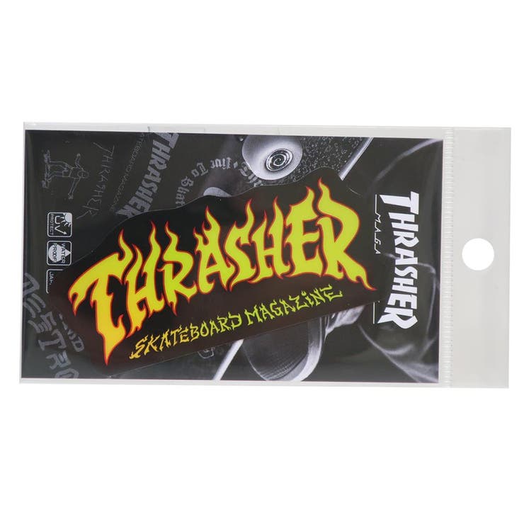 【10％OFFクーポン！2/23(月)1:59まで】cinemacollection THRASHER ダイカットシール ホログラムステッカー OUTLINE FIRE スポーツブランド ゼネラルステッカー 耐水耐光 デコステッカー スラッシャー グッズ