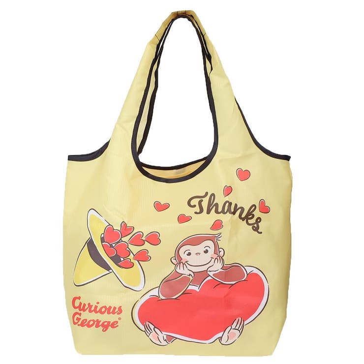cinemacollection おさるのジョージ エコバッグ くるくるショッピングバッグ スマイル ハート スモールプラネット コンパクト お買い物かばん 絵本キャラクター グッズ バッグ・鞄