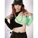 【マラソン期間中 5%OFFクーポン】bombshell 半袖カットソー バイカラー アシンメトリー 長袖 ヒップホップ Tシャツ sexy ダンス衣装 イベント衣装 クラブ パンクパッチワーク Bbomb トップス