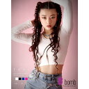【マラソン期間中 5%OFFクーポン】bombshell 長袖カットソー シンプル 無地 ショート丈 長袖 トップス へそ出し Vネック クロップド丈 合わせやすい インポート Bbomb トップス