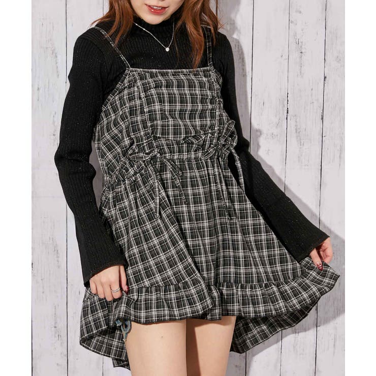 【10％OFFクーポン！5/7(木)9:59まで】GORGE 《チェック柄×ドロスト仕様》キャミソール／春夏／2色 トップスGORGE 《チェック柄×ドロスト仕様》キャミソール／春夏／2色 トップス