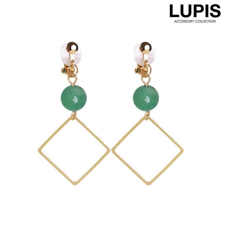LUPIS グリーンストーンゴールドフレームクリップ式イヤリング 【アクセサリー アクセ レディース 女性 激安 ギフト プレゼント おしゃれ人気 春夏 秋冬 オールシーズン グリーン 緑 ゴールド ストーン】 アクセサリー