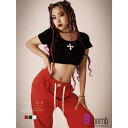 【マラソン期間中 5%OFFクーポン】bombshell セットアップ セットアップ バイカラー クロップ ショート ミニ ロングパンツ Tシャツ 半袖 ワイドパンツ ヘソ出し Bbomb ワンピース・ドレス