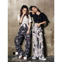 bombshell セットアップ セットアップ ワイドパンツ 半袖 Tシャツ 裾結び 部屋着 フォトプリント 英字プリント プリーツパンツ モノトーン Bbom...