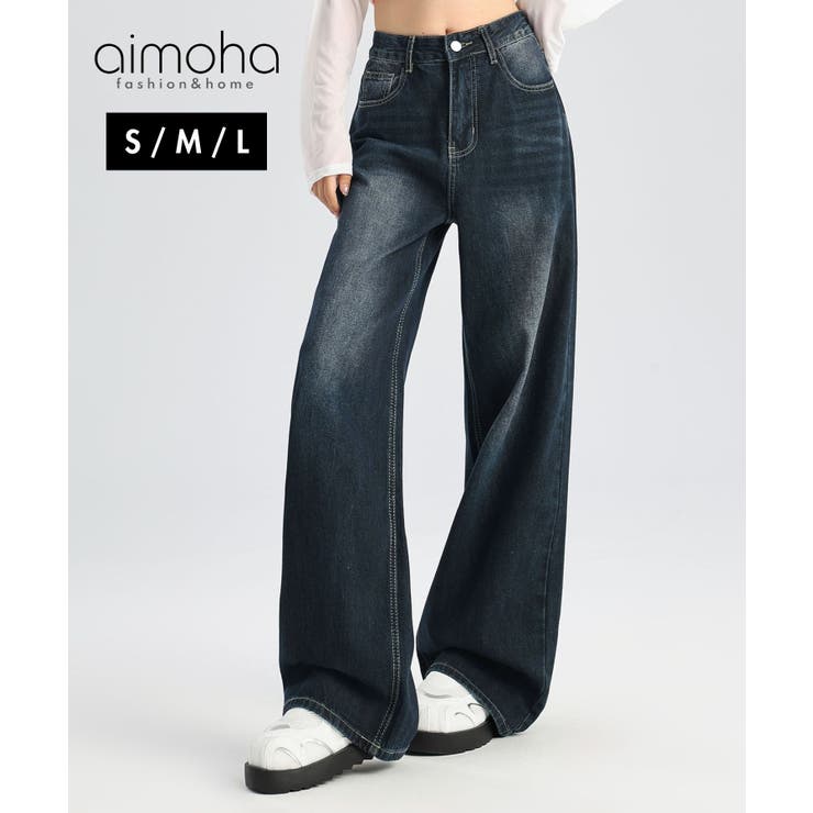 aimoha ウォッシュデニムワイドパンツ パンツ・ズボン
