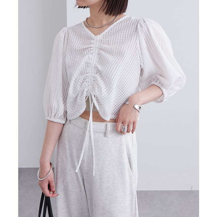 【10％OFFクーポン！7/26(日)1:59まで】PAL GROUP OUTLET 【mystic】シアーチェックシャーリングブラウス トップス