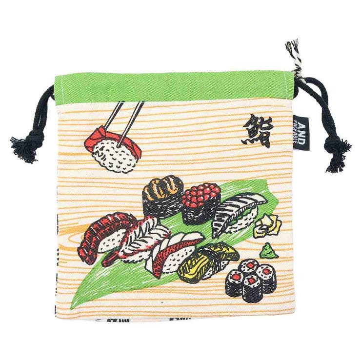 cinemacollection AND PACKABLE 巾着袋 巾着ポーチ KPO SUSHI GR テクノプライム 小物入れ かわいい グッズ 浴衣・着物