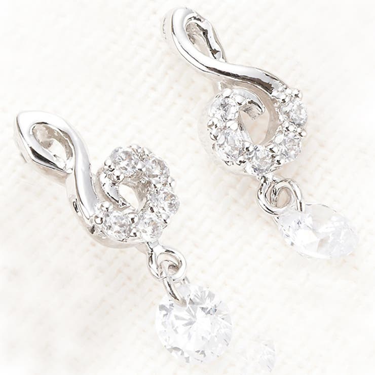 アクセサリーショップPIENA ト音記号の音符ピアス音楽好きの彼女へ　ジルコニアピアス チタン製ポスト アクセサリー