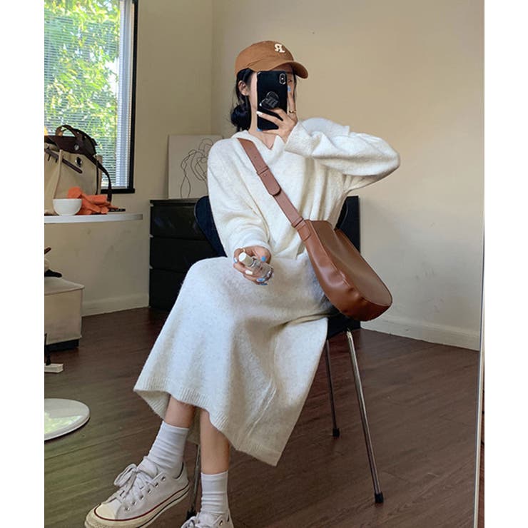 Axis ロングニットワンピース フーディー ワンピース・ドレス