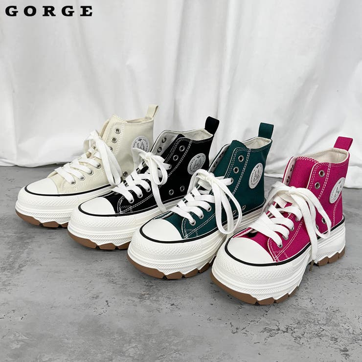 【10％OFFクーポン！配布中！】GORGE 厚底キャンバススニーカー シューズ・靴