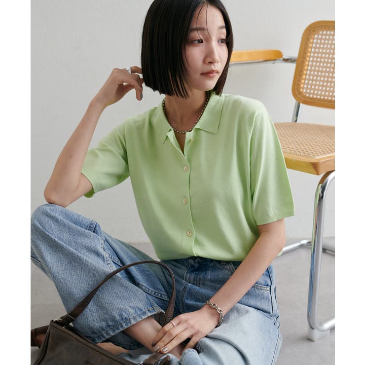 PAL GROUP OUTLET 【Discoat】サラモチ衿付き半袖カーディガン トップス