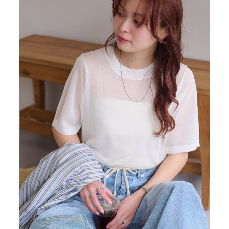 【10％OFFクーポン！5/16(土)1:59まで】PAL GROUP OUTLET 【Discoat】シアー半袖プルオーバー トップス