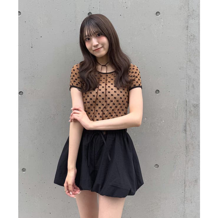 【20％OFFクーポン！7/25(土)限定】PAL GROUP OUTLET 【mystic】[mline]半袖プリントチュールトップス トップス