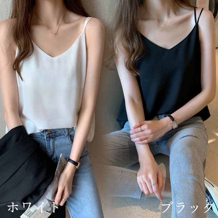 【10％OFFクーポン！9/11(金)1:59まで】SUNSHINE CLOSET シフォン キャミソール バッククロス 春 春服 オフィスカジュアル 韓国ファッション 韓国 トップス shoplistselect-10041397 SHOPLIST サンプル画像2
