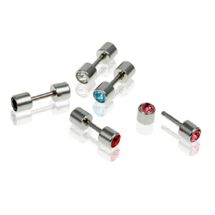 アクセサリーショップPIENA カラーストーン付き　ストレートバーベルボディピアス　5色　軟骨用にもお勧め アクセサリー