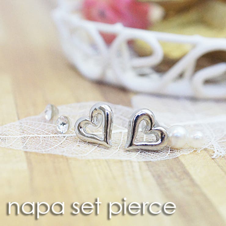【10％OFFクーポン！2/10(火)1:59まで】アクセサリーショップPIENA ポリプロピレン製ポスト スタッド 豪華6点セット オープンハートピアス ラインストーン フェイクパール シルバー ゴールドピンクゴールド レディース アクセサリー