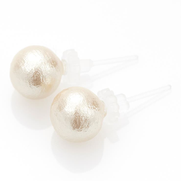 【10％OFFクーポン！2/10(火)1:59まで】アクセサリーショップPIENA スタッドピアス 樹脂ポスト ノンアレルギー コットンパール 8mm シンプル 冠婚 パーティー アクセサリー