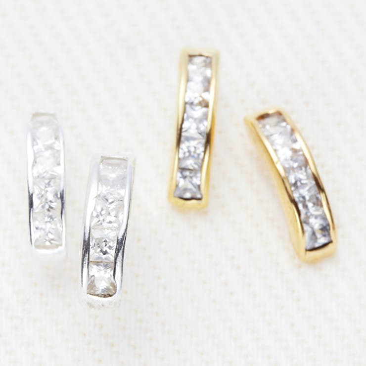 【10％OFFクーポン！2/10(火)1:59まで】アクセサリーショップPIENA スタッドピアス シルバー925製 低アレルギー カーブラインパヴェピアス ラインストーン シンプル デイリー オシャレ かわいい アクセサリー