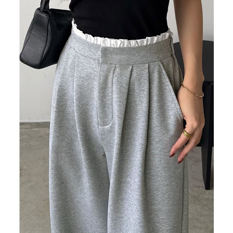 JUNOAH callautia　レイヤード風スウェットパンツ パンツ・ズボン