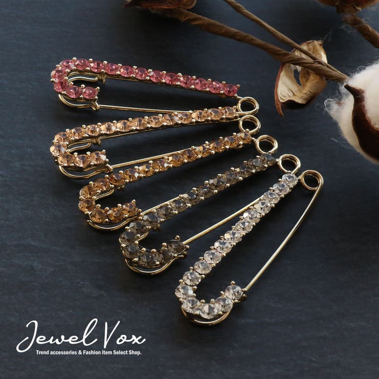 Jewel vox スワロフスキー ・ クリスタル ライン キルトピン カブトピン ストールピン 安全ピン ブローチ 秋冬 華奢 シンプル レディース 女性 結婚式 カジュアル パーティードレス アクセサリー 韓国 大人 人気 韓国ファッション アク