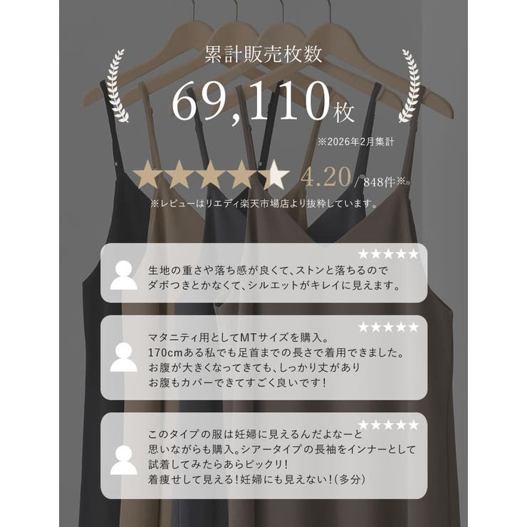 Re:EDIT [接触冷感/UVカット/イージーケア][販売枚数7.3万枚突破][マタニティママに大好評][低身長/高身長/大きいサイズ有][イージーケア]ジョーゼットポンチフレアキャミワンピース ワンピース・ドレス shoplistselect-10356762 SHOPLIST サンプル画像3