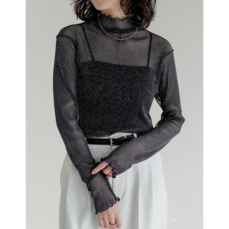 Re:EDIT ラメチュールボトルネックシアートップス トップス shoplistselect-10485995 SHOPLIST サンプル画像2