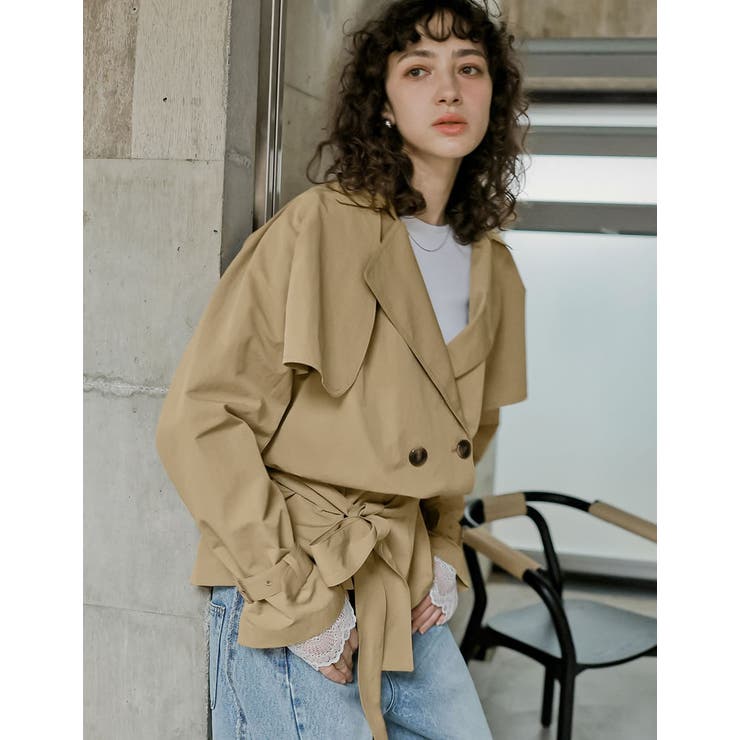 Re:EDIT [2026S/S COLLECTION]ケープ取り外し2WAYタフタミドルトレンチコート その他 shoplistselect-10486017 SHOPLIST サンプル画像3