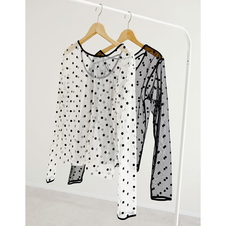 Re:EDIT [2026S/S COLLECTION]フロッキードットチュールバックオープントップス トップス shoplistselect-10485998 SHOPLIST サンプル画像2