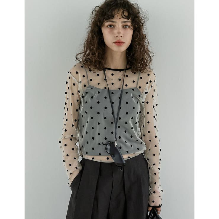 Re:EDIT [2026S/S COLLECTION]フロッキードットチュールバックオープントップス トップス shoplistselect-10485998 SHOPLIST サンプル画像3