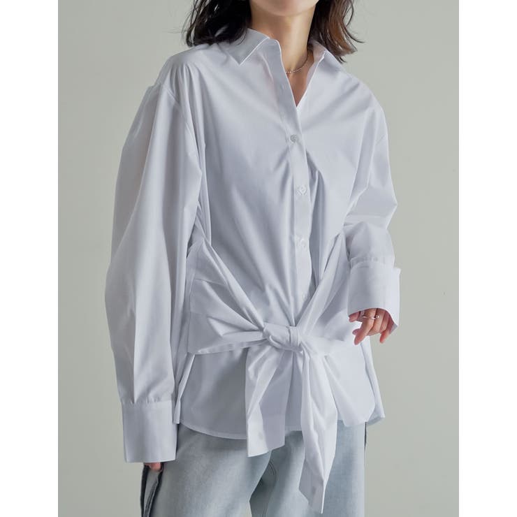 Re:EDIT [2026S/S COLLECTION]ブロード無地＆ストライプウエスト巻きデザインシャツ トップス shoplistselect-10486002 SHOPLIST サンプル画像3