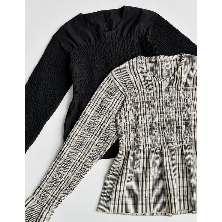 Re:EDIT [2026S/S COLLECTION]ギンガムチェックシャーリングブラウス トップス shoplistselect-10485999 SHOPLIST サンプル画像2
