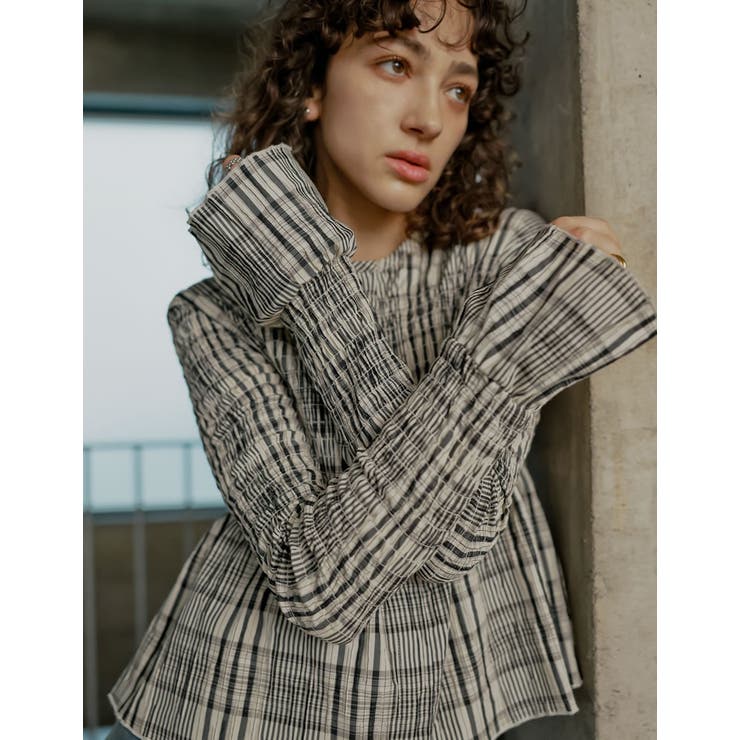 Re:EDIT [2026S/S COLLECTION]ギンガムチェックシャーリングブラウス トップス shoplistselect-10485999 SHOPLIST サンプル画像3