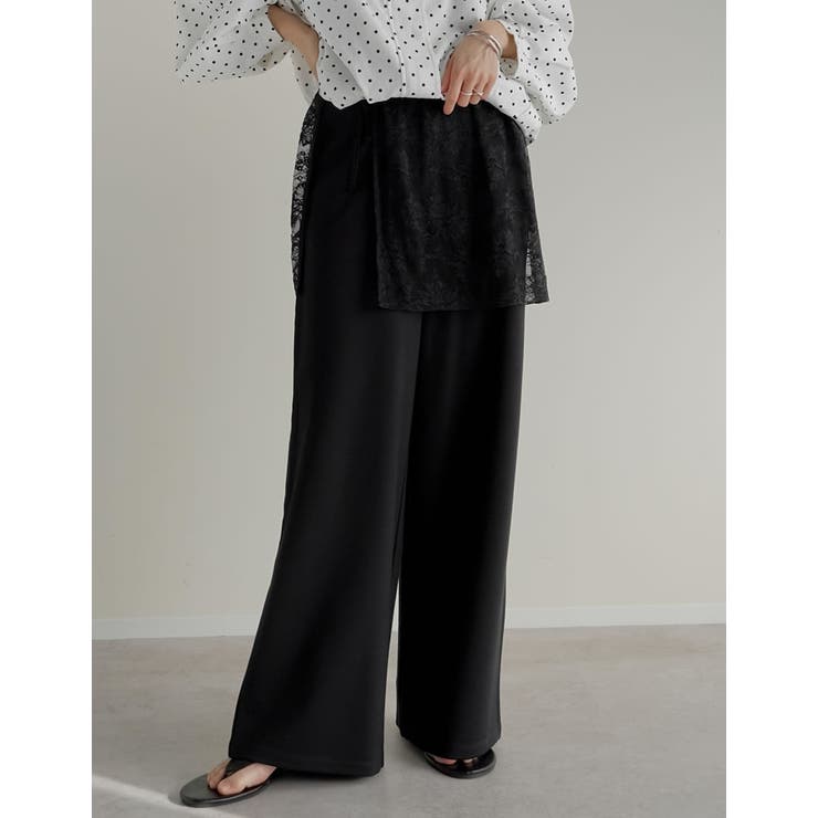 Re:EDIT [2026S/S COLLECTION][低身長/高身長サイズ有][2点セット]レース巻きスカート付きストレッチポンチワイドストレートパンツ パンツ・ズボン shoplistselect-10486008 SHOPLIST サンプル画像3