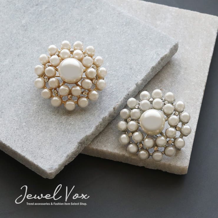 Jewel vox ブローチ キルトピン ストールピン 安全ピン レディース 丸 メッキ ニュアンス デザイン パール ゴールド シルバー 花 フラワー 金具 結婚式 パーティー 入学式 卒園式 卒園式 卒業式 フォーマル ワンピース ママ スーツ ブラ
