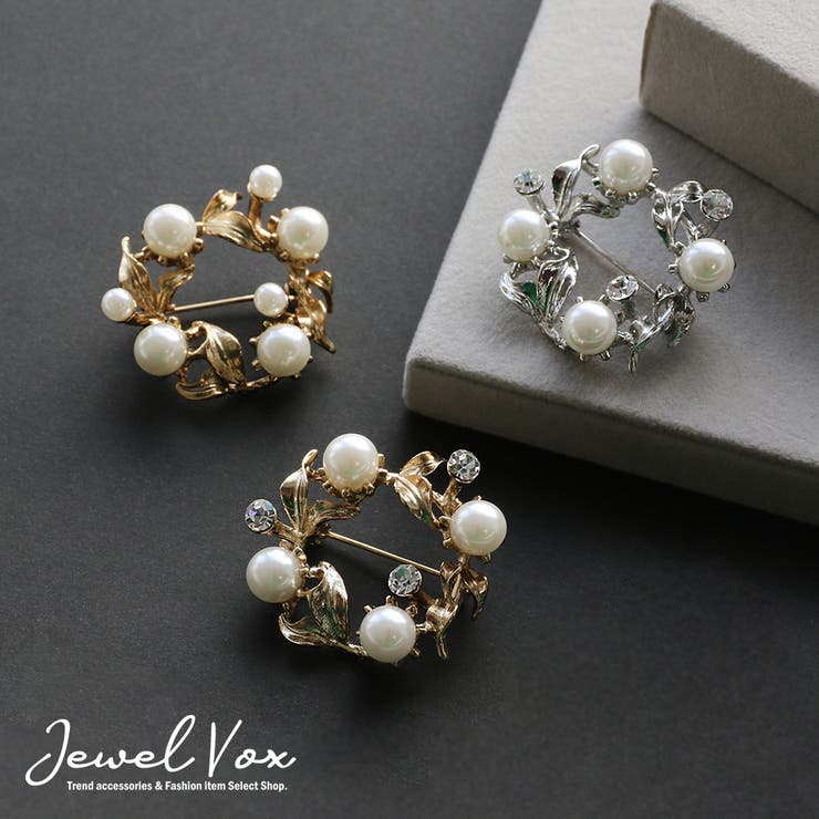 Jewel vox ブローチ キルトピン ストールピン 安全ピン レディース 2タイプ 2種類 丸 メッキ ニュアンス デザイン パール 花 フラワー キラキラ ストーン 入学式 卒園式 卒園式 卒業式 30代 40代 50代 ブランド 韓国 大人