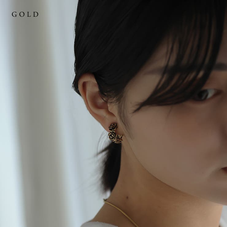 Jewel vox イヤリング ニッケルフリー 金属アレルギー レディース 薔薇 バラ アン...