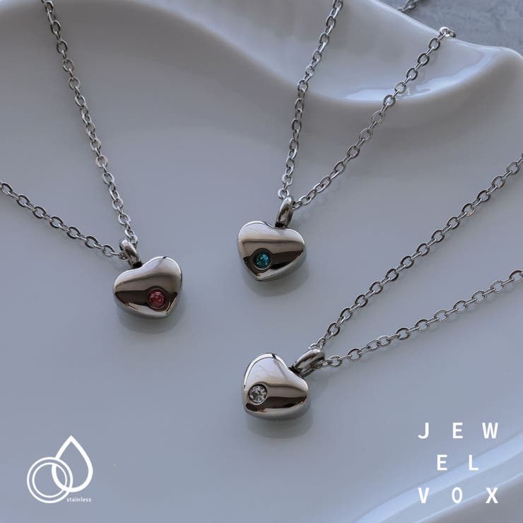 Other - Jewel vox ネックレス レディース ステンレス製 金属アレルギー サージカルステンレス ハート モチーフ キュービックジルコニア ジルコニア ピンク ライトブルー クリア ショートネックレス シルバー 可愛い デイリー シンプル 韓国 大人 韓国