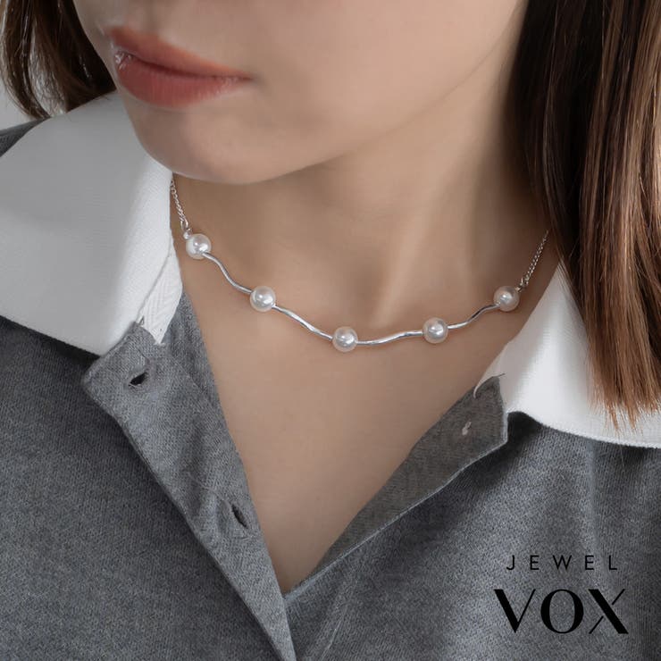 Rakuten - Jewel vox ネックレス ニッケルフリー レディース 金属アレルギー Pパール パール ウェーブ ゴールド シルバー 普段使い デイリー カジュアル シンプル 結婚式 オケージョン 仕事 韓国 大人 韓国ファッション 人気 アクセサリー