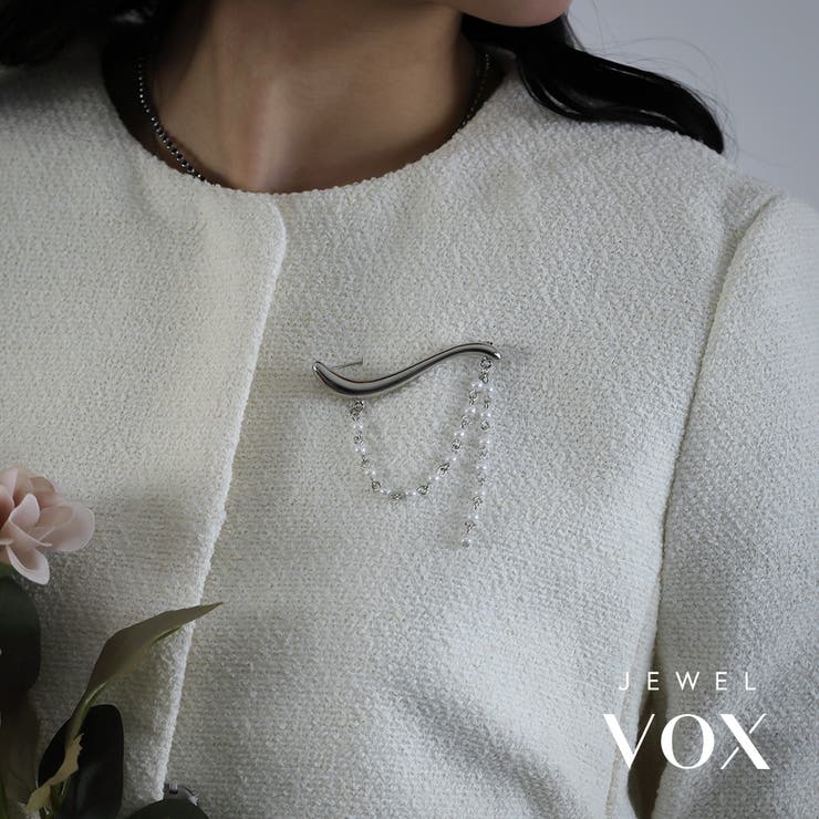 Jewel vox ブローチ ストールピン レディース 安全ピン ウェーブ メタル ライン パール ゴールド シルバー 金具 結婚式 パーティー オケージョン 入学式 卒業式 卒園式 卒園式 フォーマル セレモニー デイリー 仕事 オフィス 韓国 大人