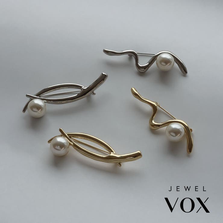 Jewel vox ブローチ レディース ストールピン 安全ピン ニュアンス ライン モチーフ Pパール ゴールド シルバー 金具 結婚式 パーティー オケージョン 入学式 卒業式 入園式 卒園式 韓国 大人 韓国ファッション 人気 アクセサリー