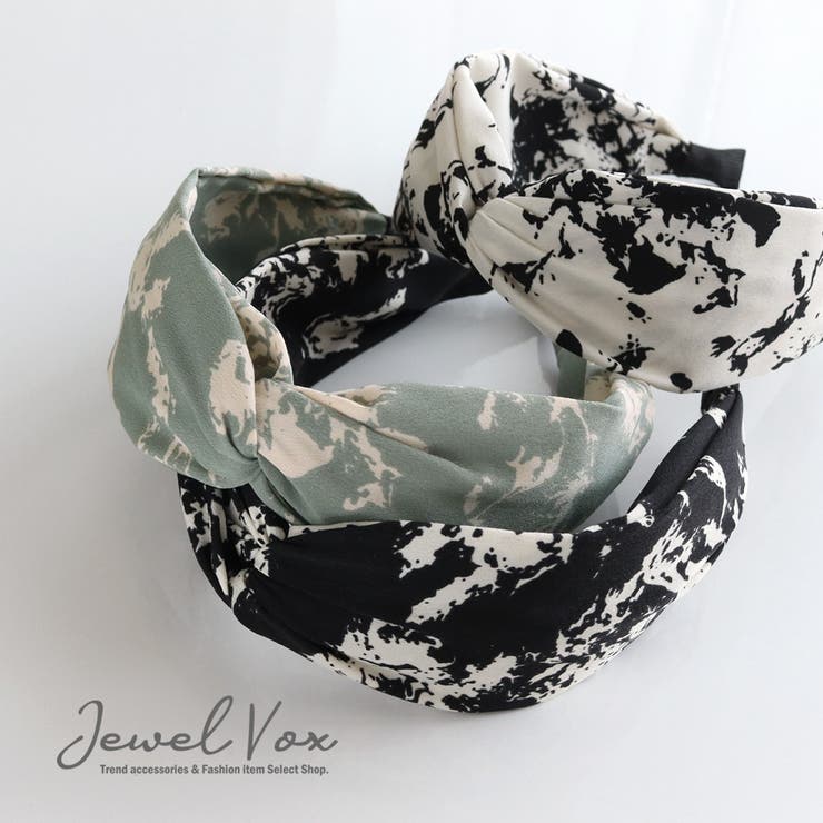 Jewel vox カチューシャ ヘアバンド ヘアアクセ レディース ターバン風 センタークロス スカーフ 柄 ワイド 幅広 白髪隠し ヘアアレンジ ワンポイント 大人かわいい ブラック ブラウン ホワイト ミント 韓国 大人 韓国ファッション 人気 ヘ