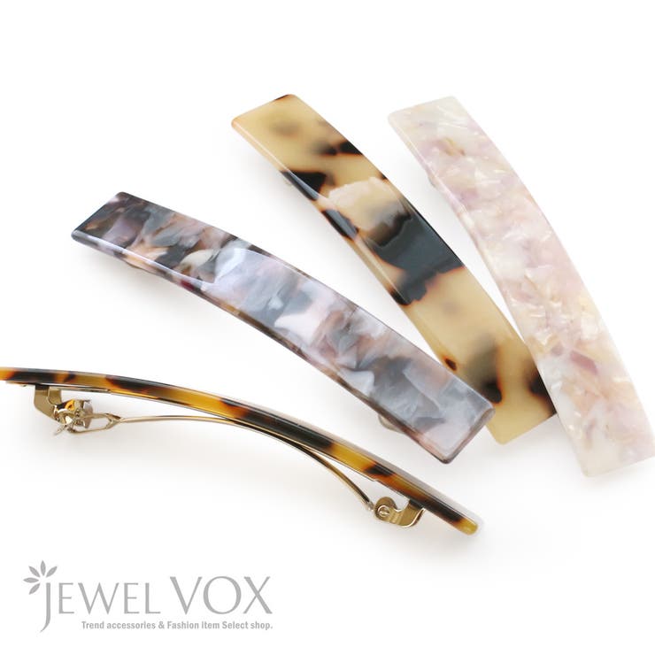 【10％OFFクーポン！3/26(木)1:59まで】Jewel vox バレッタ ヘアアクセサリー レディース アセテート素材 アセチ べっこう スクエア 大きめ シンプル ヘアアレンジ マーブル 結婚式 パーティー デイリー カジュアル トレンド 可愛