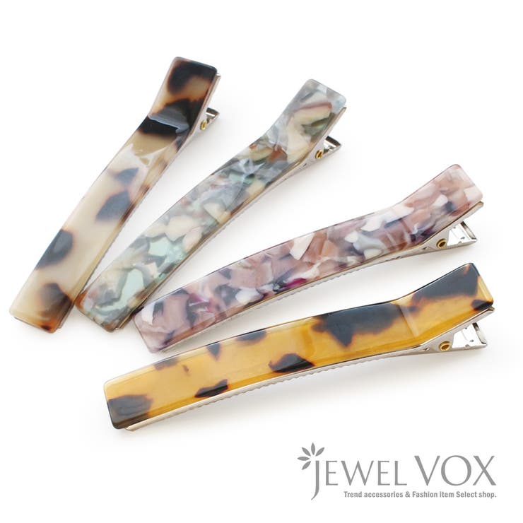 【10％OFFクーポン！3/26(木)1:59まで】Jewel vox ヘアクリップ クリップ ヘアアクセサリー レディース 前髪クリップ アセテート素材 アセチ スクエア ロング ヘアアレンジ マーブル模様 結婚式 パーティー シンプル デイリー カジ