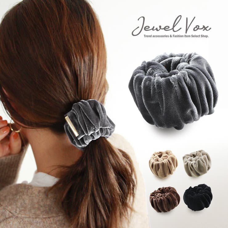 Jewel vox ポニーフック ヘアアクセ レディース ヘアーフック 巻き付け ギャザー ベロア 光沢 ヘアアレンジ まとめ髪 デイリー 二次会 女性 30代 40代 50代 ブランド 韓国 大人 韓国ファッション 人気 ヘアアクセサリー
