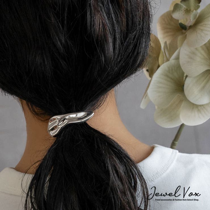 【10％OFFクーポン！2/23(月)1:59まで】Jewel vox ポニーフック ヘアーフック ヘアアクセ 変形 ニュアンス メタル 凸凹 まとめ髪 大人かわいい おしゃれ デイリー カジュアル シンプル ポニーテール 結婚式 パーティー ゴールド