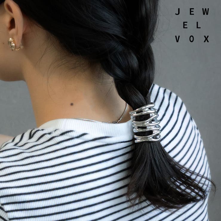 Jewel vox ポニーフック ヘアーフック ヘアカフ ヘアフック ヘアアクセサリー レディース 金属アレルギー ウェーブ ライン ニュアンス ゴールド シルバー 韓国 大人 韓国ファッション 人気 ヘアアクセサリー