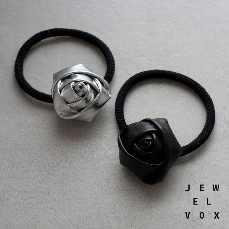 Jewel vox ヘアゴム ヘアアクセサリー まとめ髪 ヘアアレンジ 薔薇 ローズ モチーフ ブラック シルバー 普段使い シンプル 結婚式 オケージョン レディース 女性 大人女子 韓国 大人 韓国ファッション 人気 ヘアアクセサリー