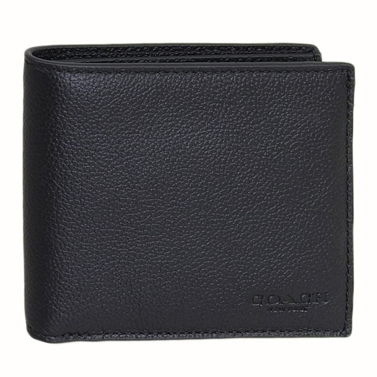 【10％OFFクーポン！5/16(土)1:59まで】Riverall COACH コーチ 財布 メンズ 二つ折り財布 アウトレット 札入れ 小銭入れなし レザー ブラック ID BILL SPT CAL 67630QBBK COACH 財布