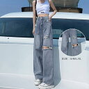 Miniministore ダメージ デニムパンツ ハイウエスト韓国 パンツ・ズボン